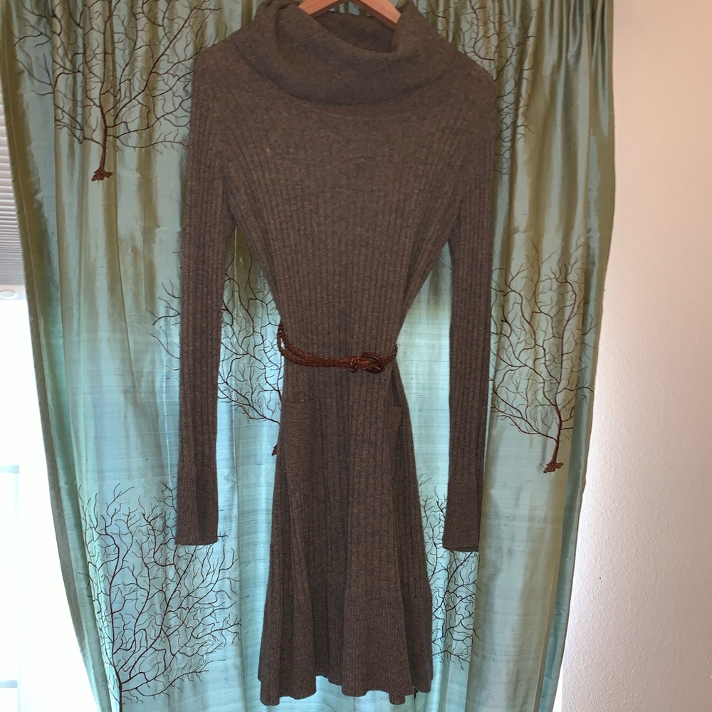$800 CHLOE Pewter cashmere Knit Sweater Dress